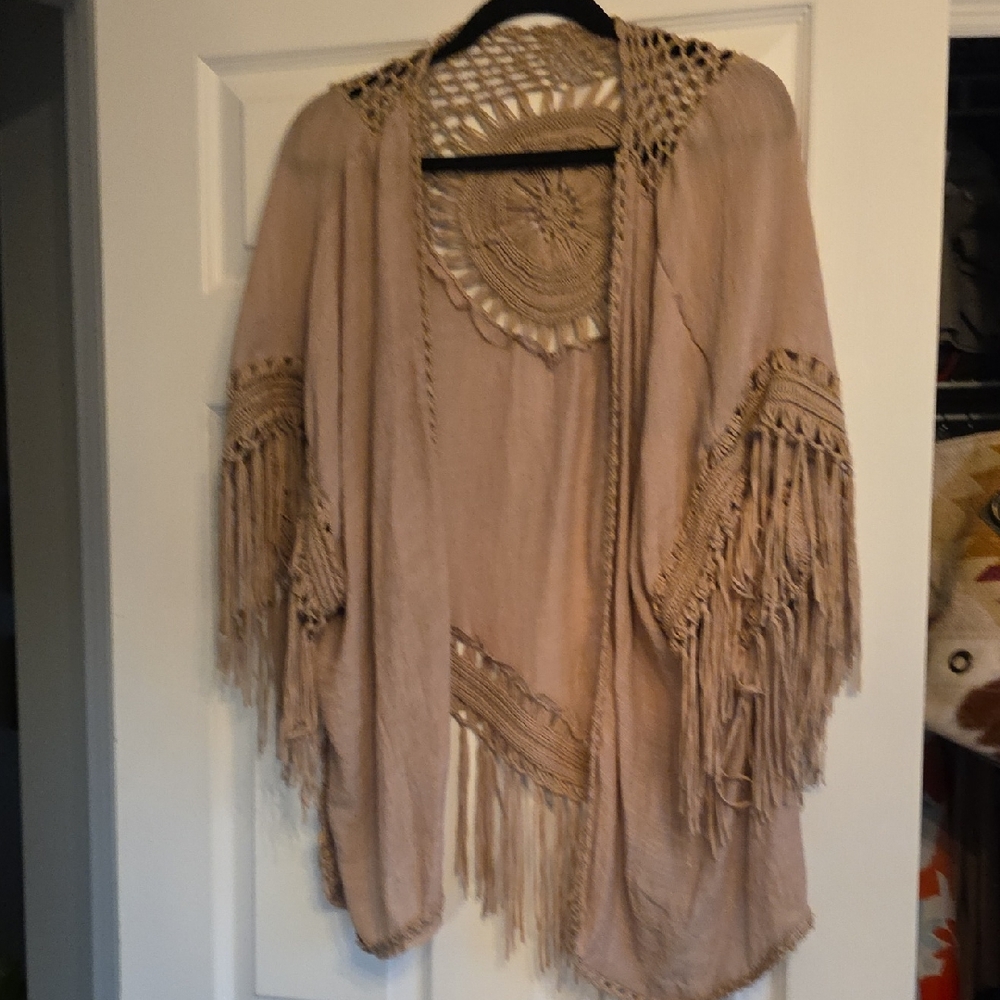 Bohemian Fringe Wrap - Tan